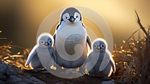 adorable black and white baby penquins, nestlings