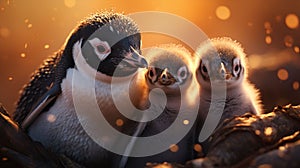 adorable black and white baby penquins, nestlings