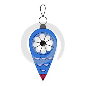 Adorable blue Christmas tree decoration with white flower.