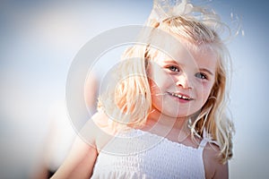 Adorable Blue Eyed Girl Playing Outside