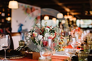 Adorable bouquet on luxury prepeared event table