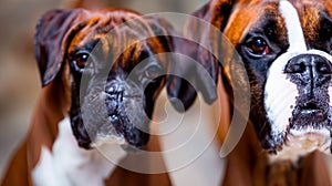 Adorable Boxer breed dog on nature. Generated Image