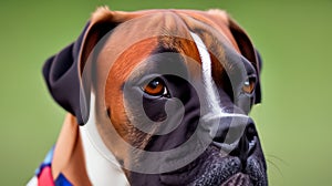 Adorable Boxer breed dog on nature. Generated Image