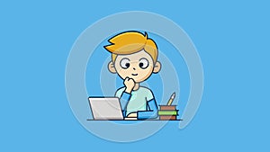 Adorable Boy Contemplating Classroom Tasks Vector Art Inspiration