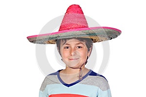 Adorable boy with a Mexican hat