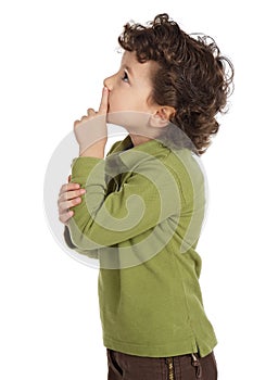 Adorable boy thinking