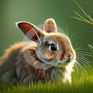 Adorable Bunny Rabbit in Lush Green Grass photo