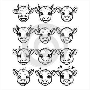 Adorable Calf Chronicles: A Vector Set of Expressive Faces