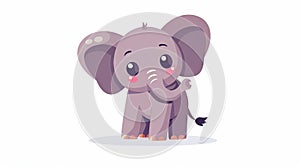 Adorable cartoon baby elephant isolated on white background. Playful elephant. Concept of digital illustration