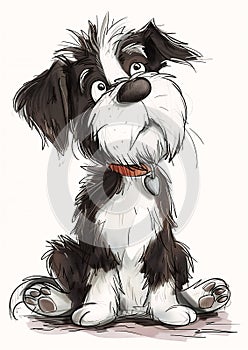 Adorable Cartoon Canine: A Delightful Portrait of a Gruff Yet Ch photo
