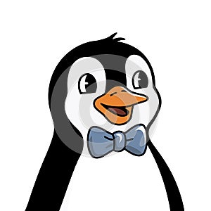 Cute Penguin Wearing Bow Tie Cartoon Vector Illustration for Children photo