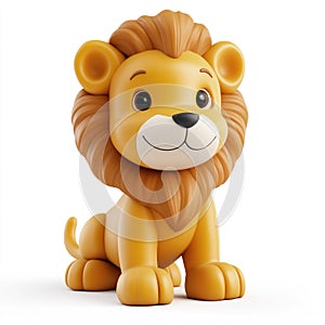 Adorable Cartoon Lion Cub Sitting, 3D Render photo