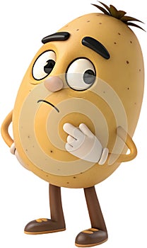 Cute cartoon potato with exaggerated emotions, fun clipart. photo