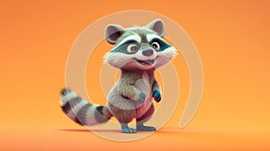 Adorable cartoon raccoon illustration - generative AI, AI generated photo