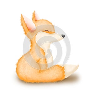 Adorable cartoon red fox