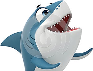 Adorable cartoon shark with vibrant design, playful and engaging. photo