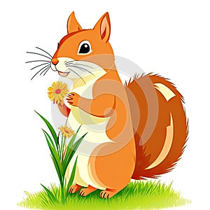 Adorable Cartoon Squirrel with Funny Expressions. Generative Ai