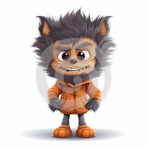 Adorable Cartoon Werewolf Character In Orange Jacket