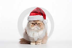 adorable cat in santa claus costume brings holiday cheer, Generative AI