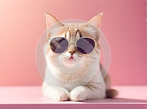 Adorable Cat Steals Hearts with Trendy Sunglasses Look.