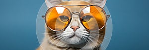 Adorable cat wearing stylish sunglasses - the ultimate vacation concept for a memorable getaway.