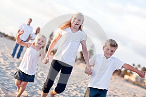 Adorable Caucasian Family on a Walk