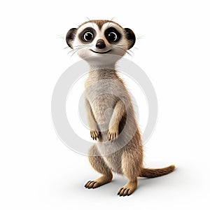 Cel Shaded 3d Meerkat Standing On White Background Fully photo