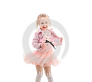 Adorable child dancing and spinning