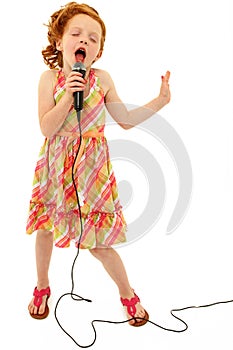 Adorable Child Singing into Microphone