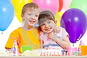 Adorable children celebrating birthday party