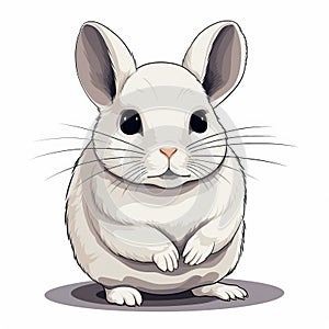 Adorable Chinchilla Illustration With Big Black Eyes And Chinchin