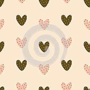 Adorable colorful sweet hearts hand drawn vector illustration. Cute love seamless pattern for kids fabric.