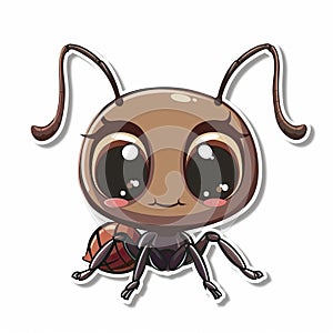 Adorable cute ant sticker in cartoon vector style illustration