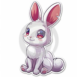 Adorable cute bunny sticker in cartoon vector style illustration