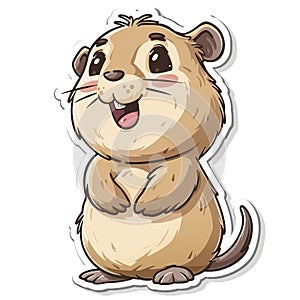 An adorable cute capybara sticker in cartoon vector style illustration