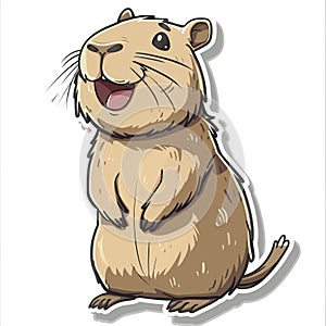 An adorable cute capybara sticker in cartoon vector style illustration