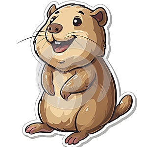 An adorable cute capybara sticker in cartoon vector style illustration