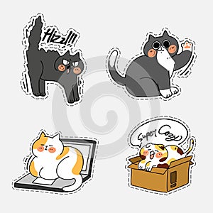 Adorable Cute Cat Kitten Doodle Illustration Sticker 2