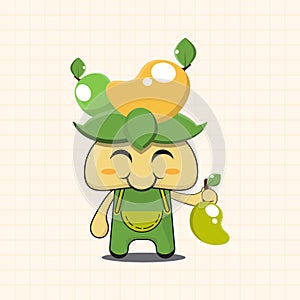 adorable and cute chibi manggo fruit mascot cartoon character vector illustration in simple and kawaii style
