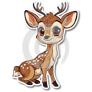 Adorable cute deer sticker in cartoon vector style illustration