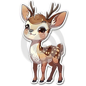 Adorable cute deer sticker in cartoon vector style illustration