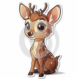 Adorable cute deer sticker in cartoon vector style illustration