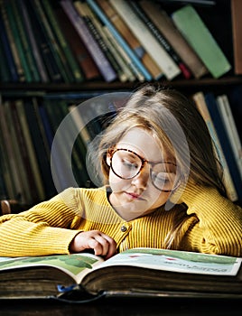 Adorable Cute Girl Reading Storytelling Concept