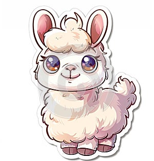 An adorable cute llama sticker in cartoon vector style illustration