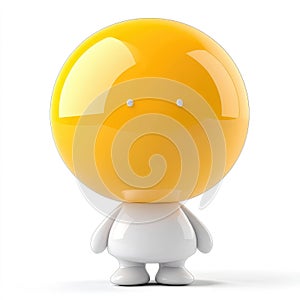Adorable 3D Render of a Cute Yellow Head and White Body Cartoon Character photo
