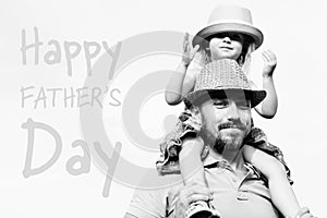 Adorable daughter and father portrait, Father`s day concept