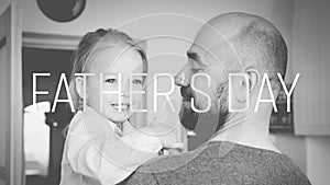 Adorable daughter and father portrait, Father`s day concept