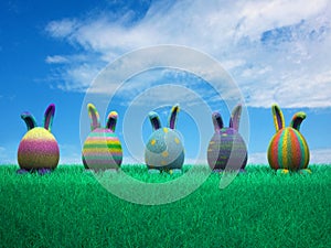 Adorable decorated easter egg bunnies photo