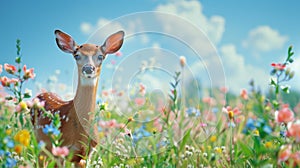 Adorable deer in a dreamy forest scene, Ai generated