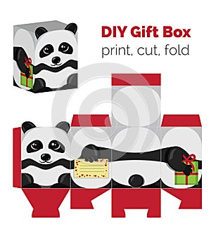 Adorable Do It Yourself DIY panda gift box with ears for sweets, candies, small presents.